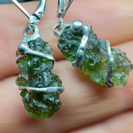 Moldavite Earrings - Maly Chlum