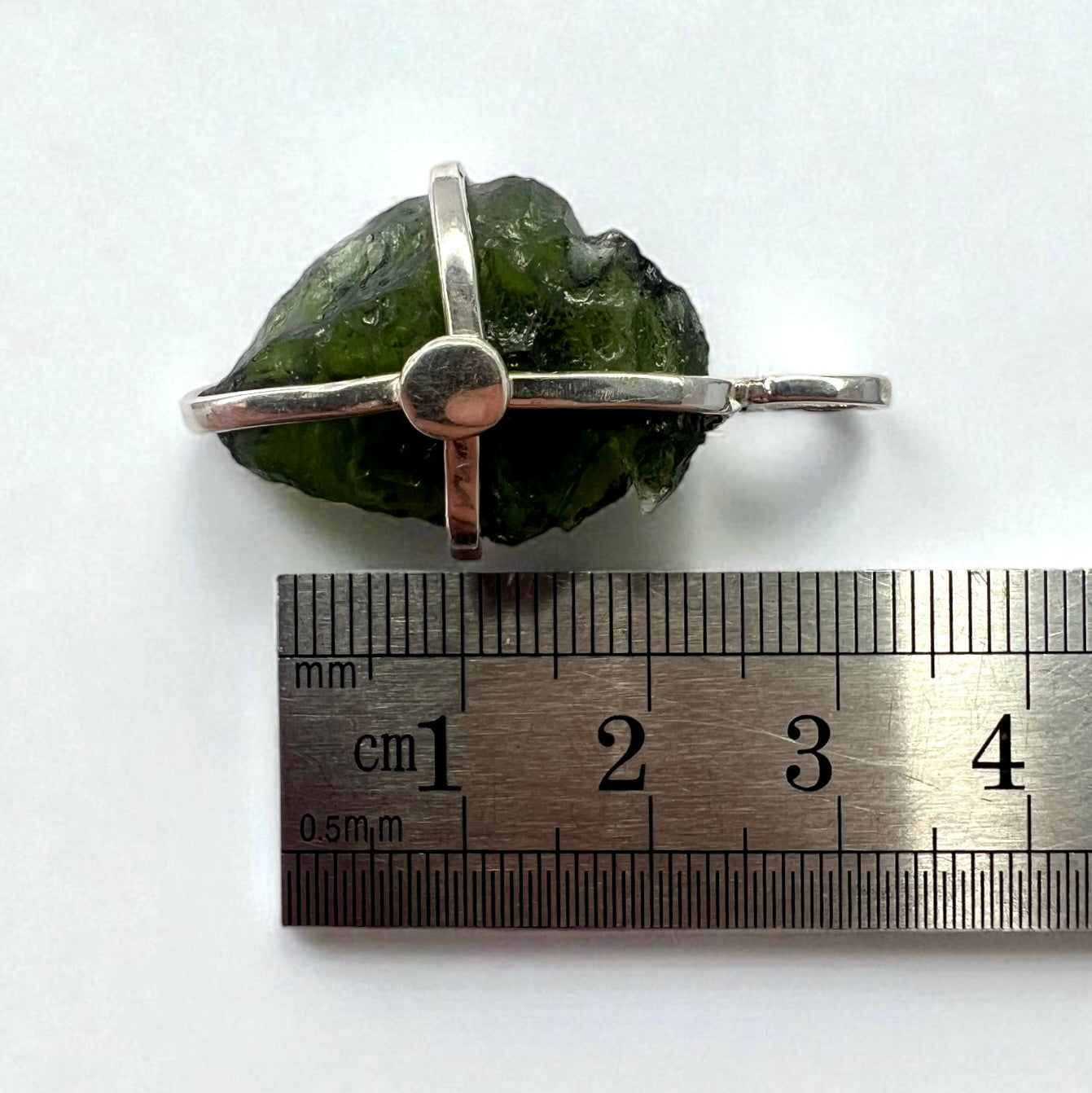 Silver Moldavite pendant necklace