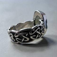 Oval Shaped Moldavite Silver Ring- Size 12 (Y)