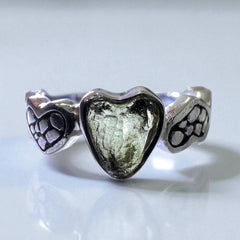 Long Heart Shaped Moldavite Silver Ring – Size 6 (N)