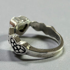 Wide Heart Shaped Moldavite Silver Ring – Size 8 (Q)