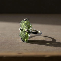 Claw Moldavite Silver Ring – Size 8 (Q)