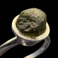Dainty Sterling Silver Moldavite Ring – Size L (5.75)