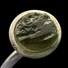 Dainty Sterling Silver Moldavite Ring – Size N (6.5)