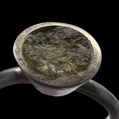 Dainty Sterling Silver Moldavite Ring – Size Q (8)