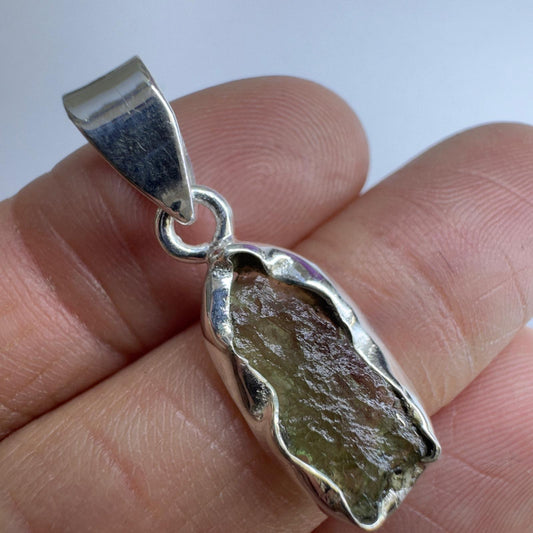 Sterling Silver Moldavite Pendant | 1.82g | Chlum