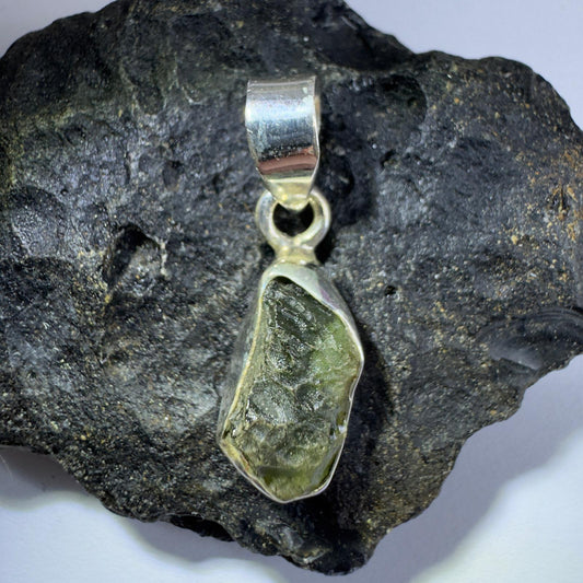 Sterling Silver Moldavite Pendant | 2.13g | Chlum