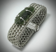 "Celestial Timepiece" Moldavite/Silver Bracelet.