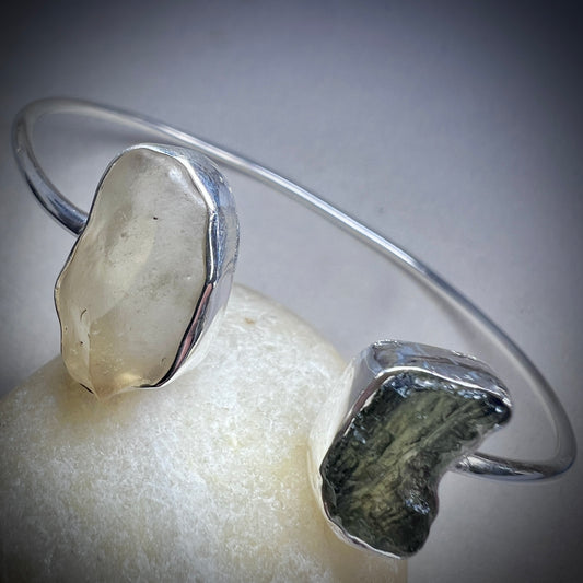 Sterling Silver Moldavite & LDG Bracelet | 1.1g | Chlum