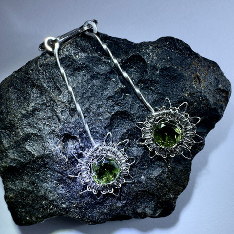 Faceted Moldavite Earrings | 0.7ct | Chlum