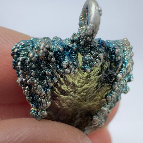 Silver Plated Moldavite Pendant | 1.94g | Chlum