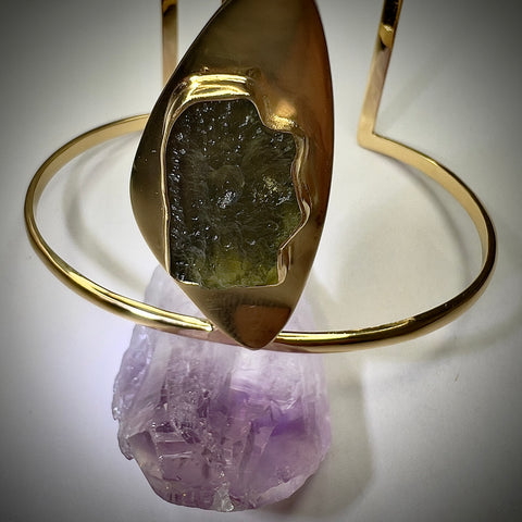 Gold Plated Moldavite Bracelet | 1.6g | Chlum