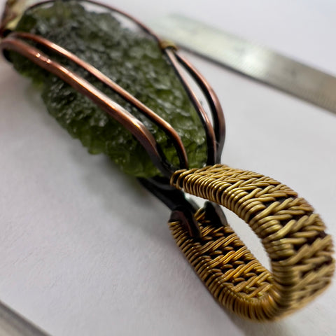 Moldavite & LDG Copper Pendant | 3.73g | Marouskovo Pole