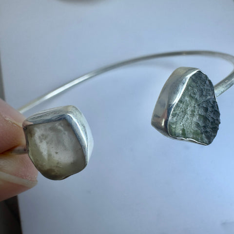 Sterling Silver Moldavite & LDG Bracelet | 0.8g | Chlum