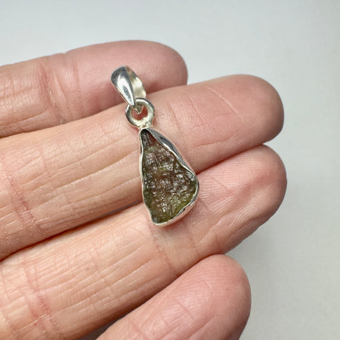 Sterling Silver Moldavite Pendant | 1.57g | Chlum