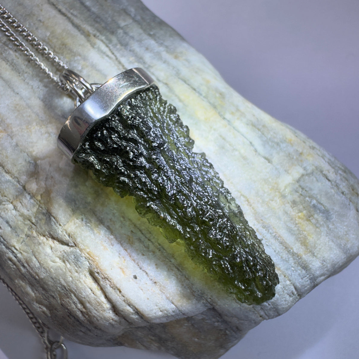 Sterling Silver Moldavite Pendant | 3.98g | Chlum