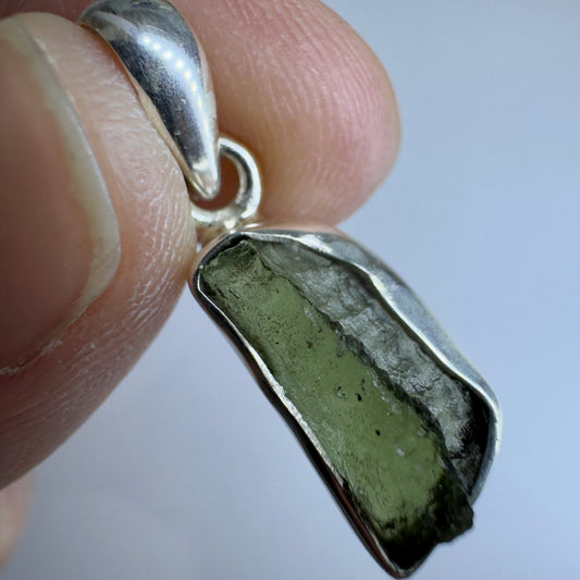 Sterling Silver Moldavite Pendant | 1.95g | Chlum