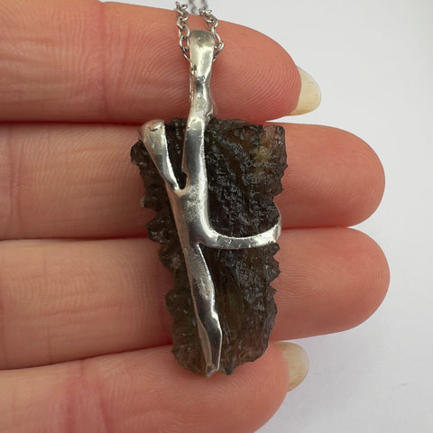 Soft Soldered Moldavite Necklace 3g