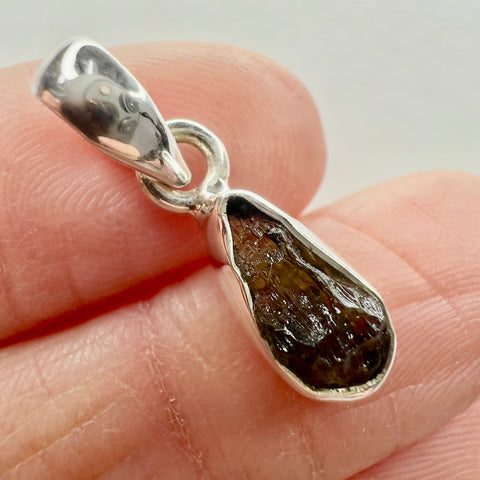 Sterling Silver Moldavite Pendant | 1.34g | Chlum