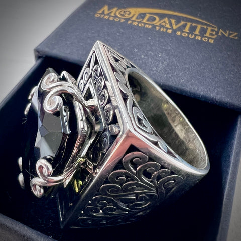 Sterling Silver Moldavite Ring | Size 7.5 (P) | Chlum