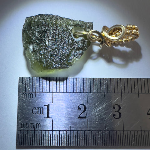 3.14g Moldavite Pendant - Gold Bale
