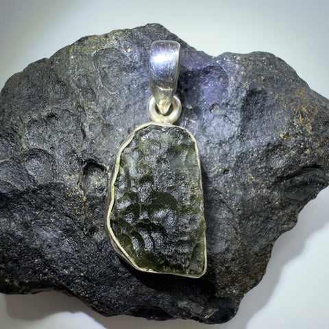 Sterling Silver Moldavite Pendant | 3.6g | Chlum