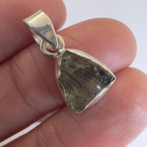 Sterling Silver Moldavite Pendant | 1.41g | Chlum