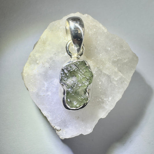 Sterling Silver Moldavite Pendant | 1.48g | Chlum