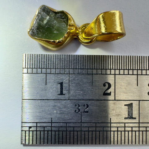 Gold Plated Moldavite Pendant | 1.38g | Chlum
