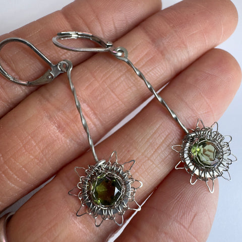 Faceted Moldavite Earrings | 0.7ct | Chlum