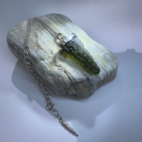 Sterling Silver Moldavite Pendant | 3.98g | Chlum
