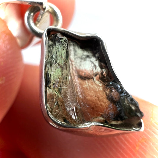 Moldavite Silver Pendant