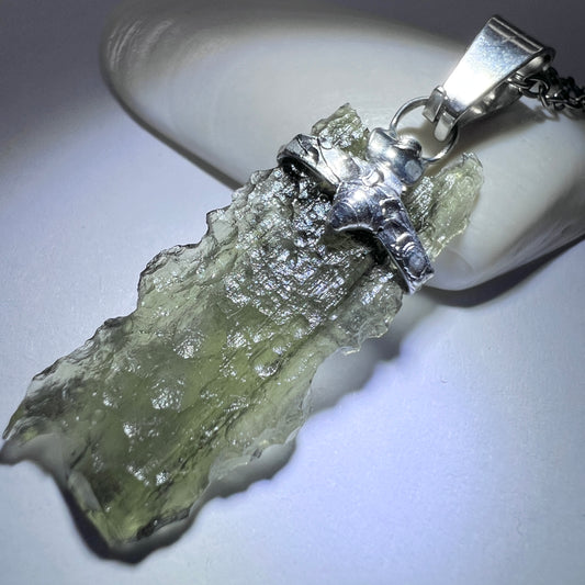 Soft Soldered Pewter Moldavite Pendant | 1.7g | Marouskovo Pole