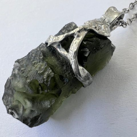 Soft Soldered Moldavite Pendant | 3.03g | Kosov
