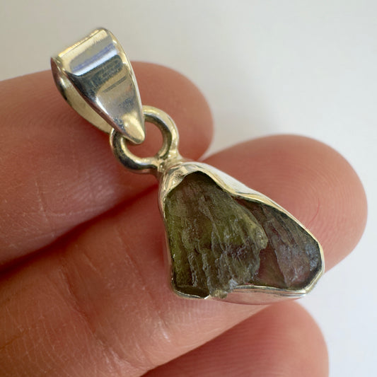 Sterling Silver Moldavite Pendant | 1.66g | Chlum