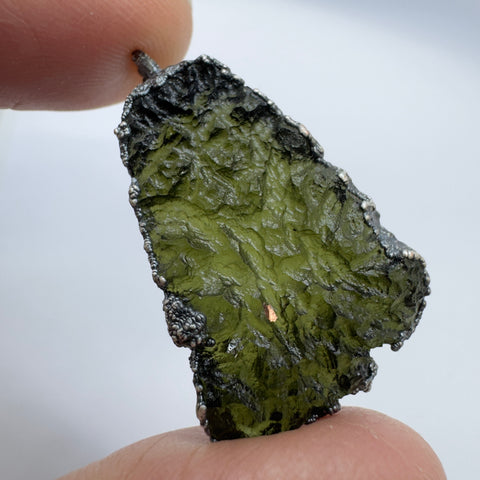 Silver Plated Electroformed Moldavite Pendant | 5.15g | Maly Chlum
