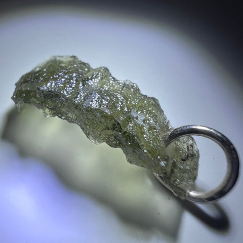 0.9g Natural Moldavite Sterling Silver Pendant