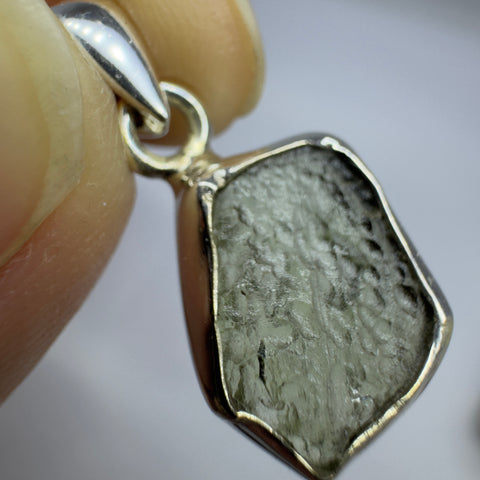 Sterling Silver Moldavite Pendant | 1.64g | Chlum