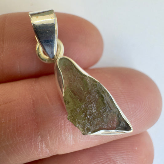 Sterling Silver Moldavite Pendant | 1.48g | Chlum