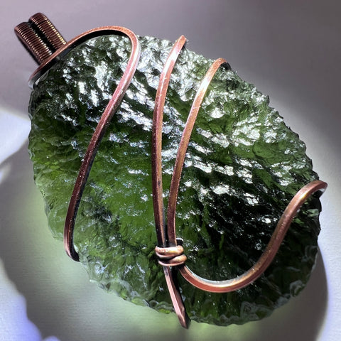 Moldavite Copper Wire Wrapped Pendant | 14.59g | Chlum