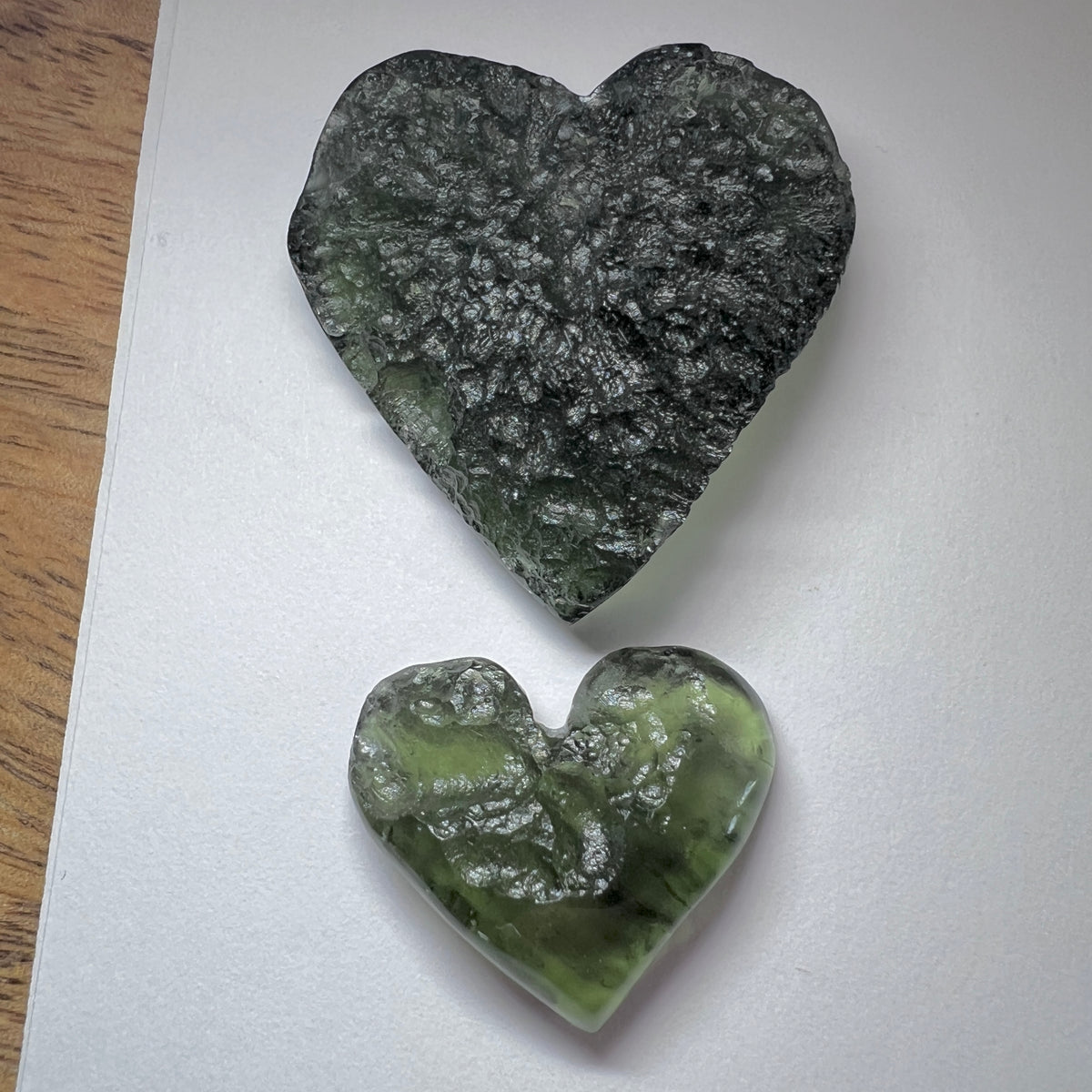 HALF x 3x Semi-faceted Moldavite Heart 13g & 3.33g