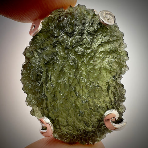 Sterling Silver Moldavite Pendant | 9.6g | Maly Chlum