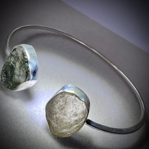 Sterling Silver Moldavite & LDG Bracelet | 1.1g | Chlum