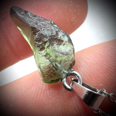 Semi-Faceted Moldavite Pendant | 1.07g | Chlum