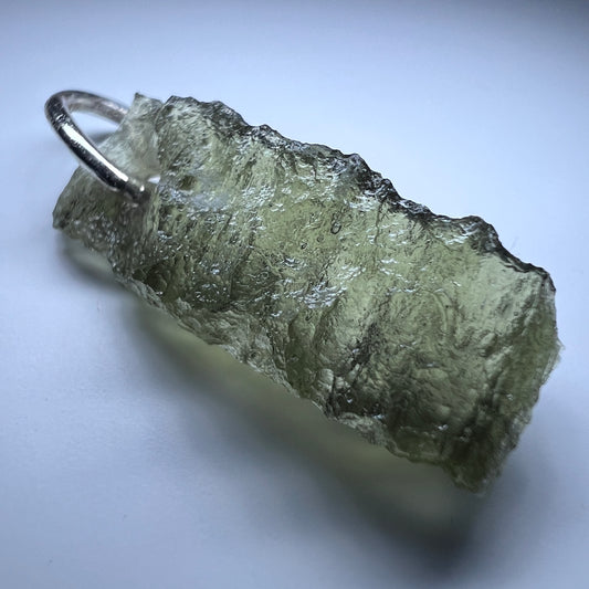 0.9g Natural Moldavite Sterling Silver Pendant