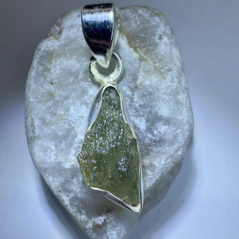 Sterling Silver Moldavite Pendant | 1.48g | Chlum