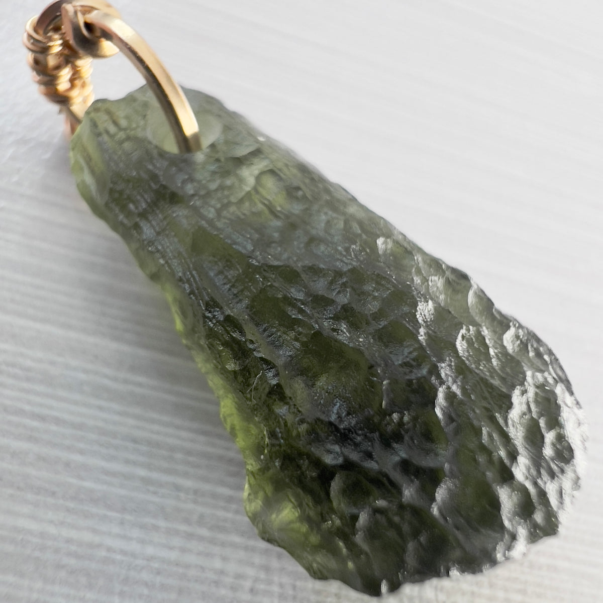 Moldavite Pendant – Gold Wrap