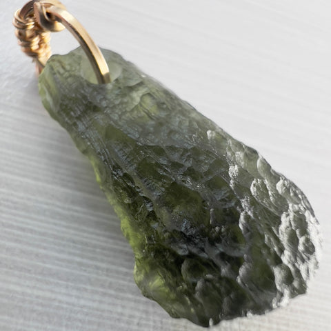 Moldavite Pendant – Gold Wrap