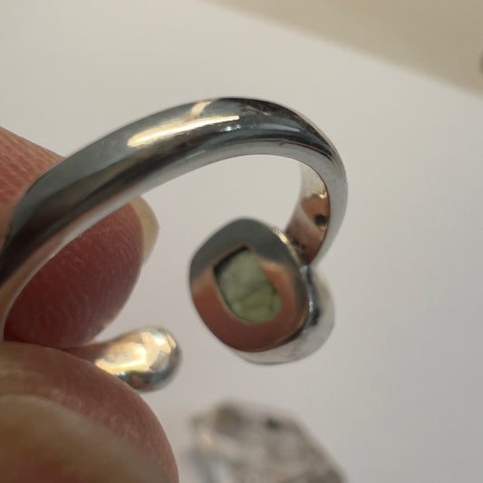 Sterling Silver Moldavite Ring - Size 4