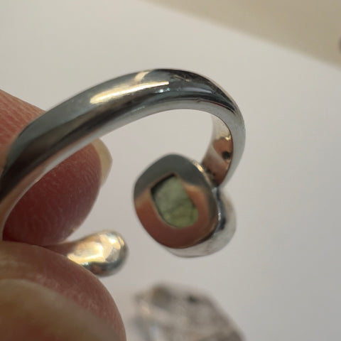 Sterling Silver Moldavite Ring - Size 4